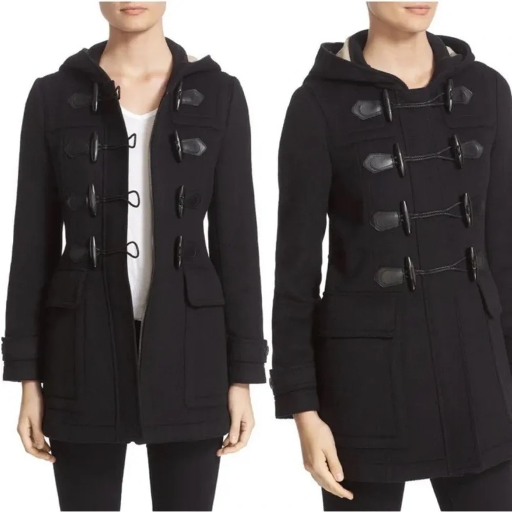 BURBERRY Brit “Blackwell' Wool Duffle Toggle Coat with hood Black size 6 - Picture 15 of 15